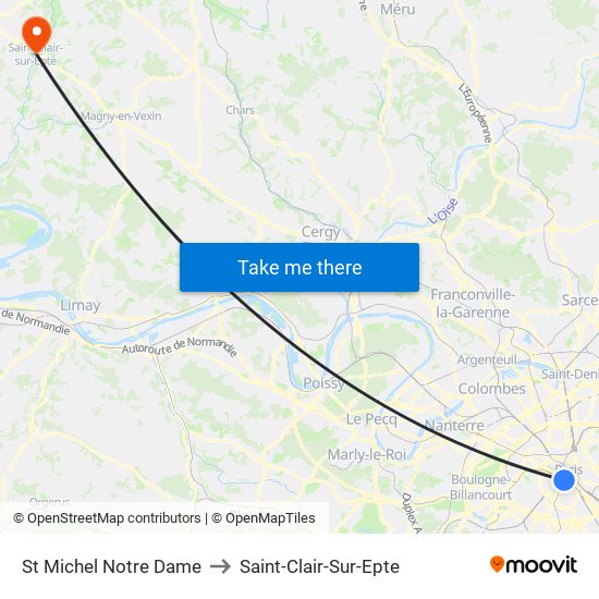 St Michel Notre Dame to Saint-Clair-Sur-Epte map