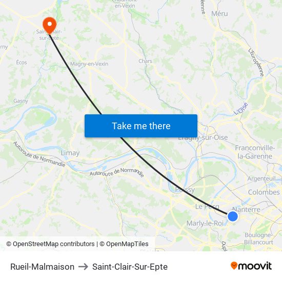 Rueil-Malmaison to Saint-Clair-Sur-Epte map
