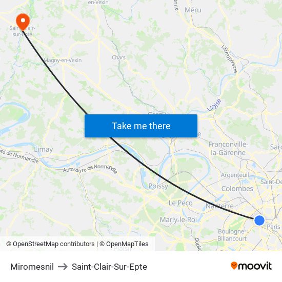 Miromesnil to Saint-Clair-Sur-Epte map