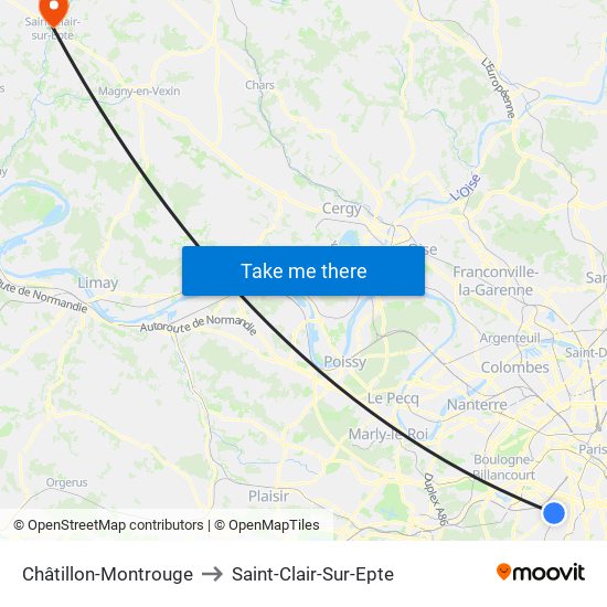 Châtillon-Montrouge to Saint-Clair-Sur-Epte map