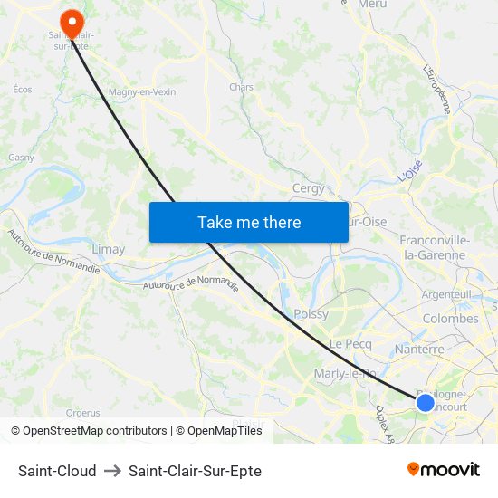 Saint-Cloud to Saint-Clair-Sur-Epte map