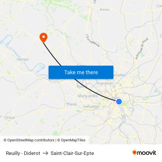 Reuilly - Diderot to Saint-Clair-Sur-Epte map