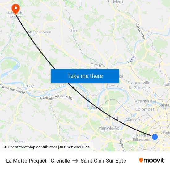 La Motte-Picquet - Grenelle to Saint-Clair-Sur-Epte map