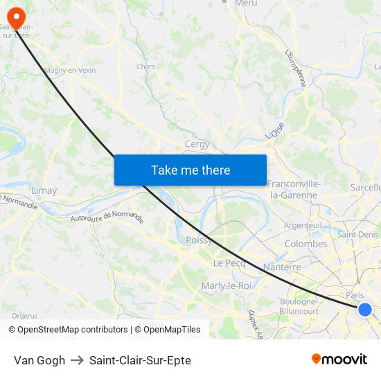 Van Gogh to Saint-Clair-Sur-Epte map