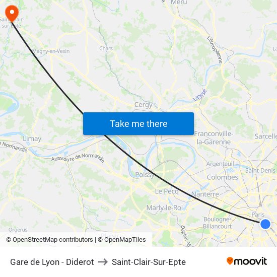 Gare de Lyon - Diderot to Saint-Clair-Sur-Epte map