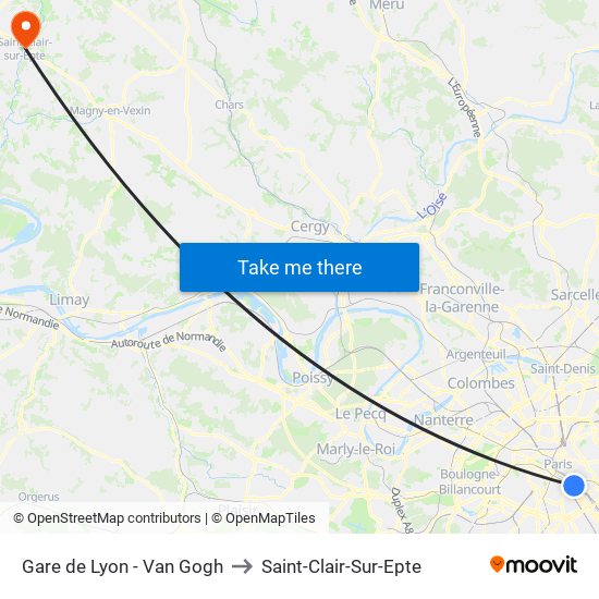 Gare de Lyon - Van Gogh to Saint-Clair-Sur-Epte map