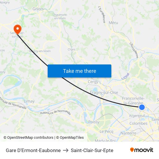 Gare D'Ermont-Eaubonne to Saint-Clair-Sur-Epte map