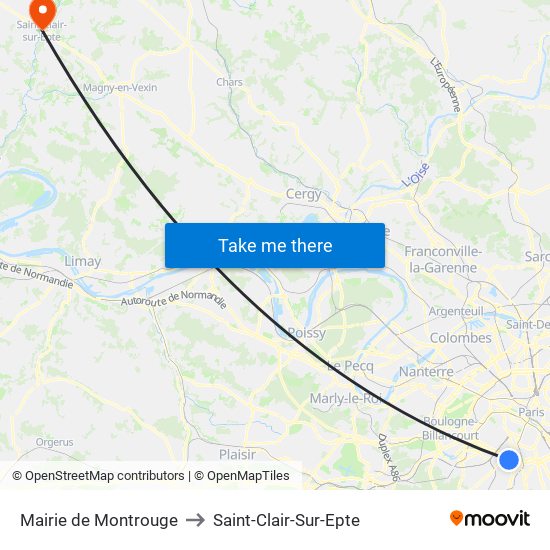 Mairie de Montrouge to Saint-Clair-Sur-Epte map