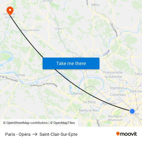 Paris - Opéra to Saint-Clair-Sur-Epte map