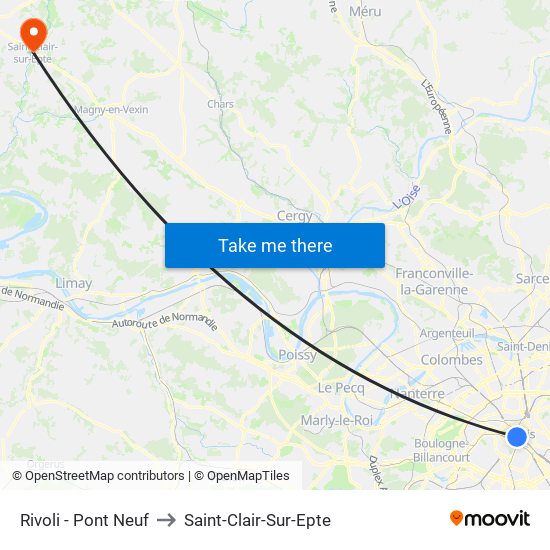 Rivoli - Pont Neuf to Saint-Clair-Sur-Epte map