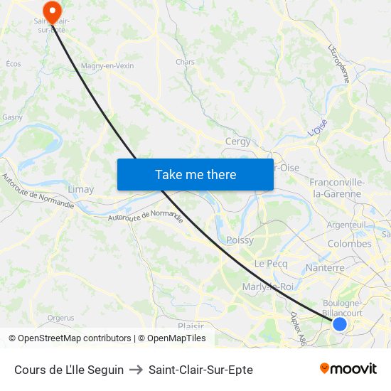 Cours de L'Ile Seguin to Saint-Clair-Sur-Epte map
