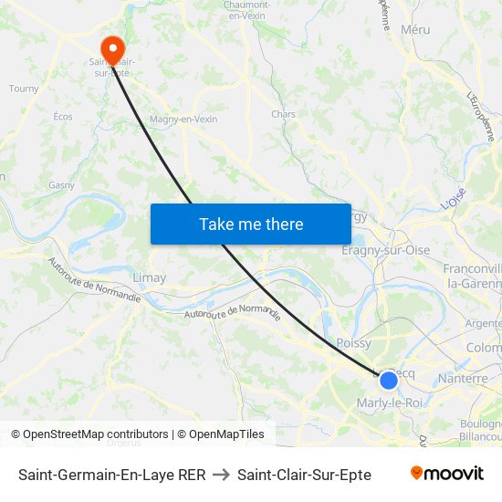 Saint-Germain-En-Laye RER to Saint-Clair-Sur-Epte map