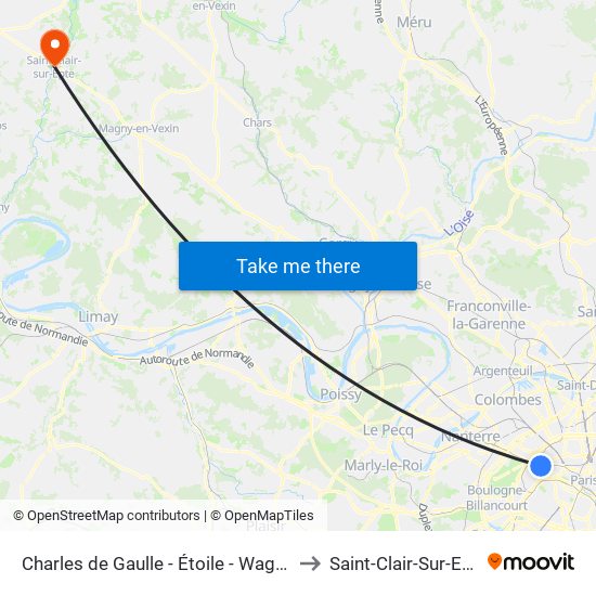 Charles de Gaulle - Étoile - Wagram to Saint-Clair-Sur-Epte map