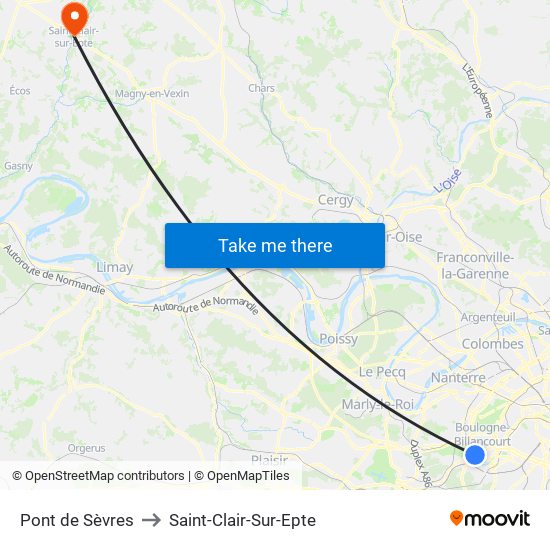 Pont de Sèvres to Saint-Clair-Sur-Epte map
