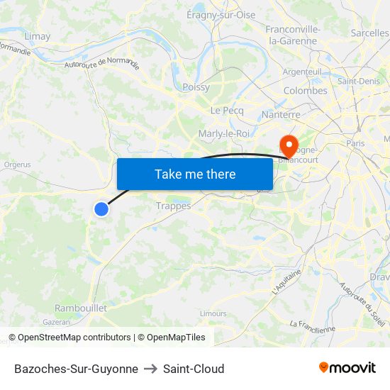 Bazoches-Sur-Guyonne to Saint-Cloud map