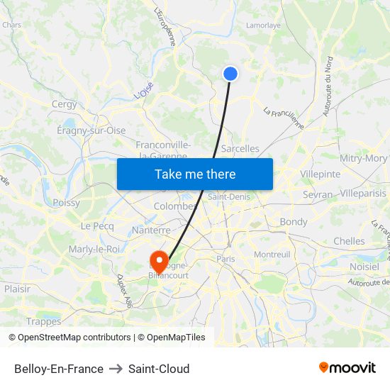 Belloy-En-France to Saint-Cloud map