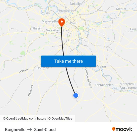 Boigneville to Saint-Cloud map
