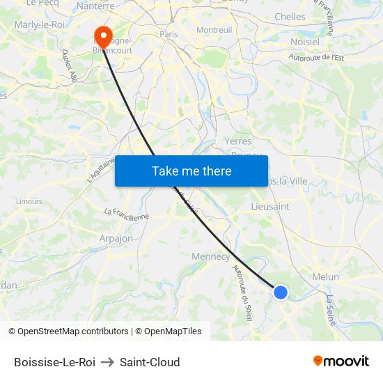 Boissise-Le-Roi to Saint-Cloud map
