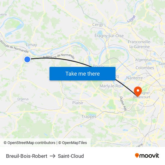 Breuil-Bois-Robert to Saint-Cloud map