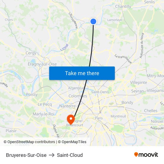 Bruyeres-Sur-Oise to Saint-Cloud map