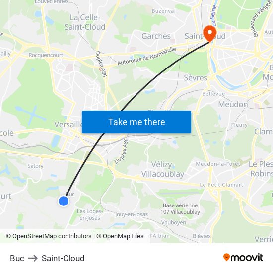 Buc to Saint-Cloud map