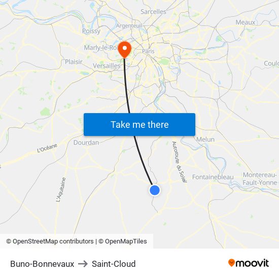 Buno-Bonnevaux to Saint-Cloud map