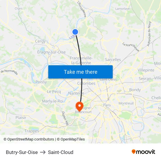 Butry-Sur-Oise to Saint-Cloud map