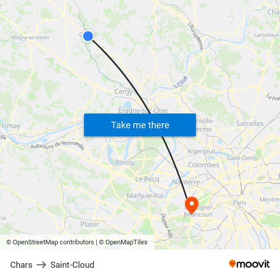 Chars to Saint-Cloud map