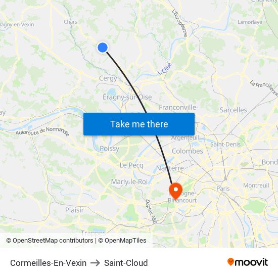 Cormeilles-En-Vexin to Saint-Cloud map