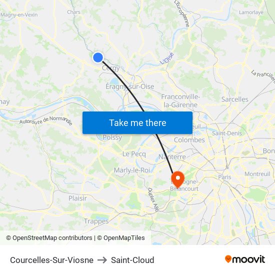 Courcelles-Sur-Viosne to Saint-Cloud map