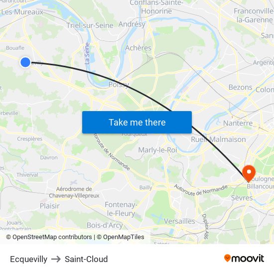 Ecquevilly to Saint-Cloud map