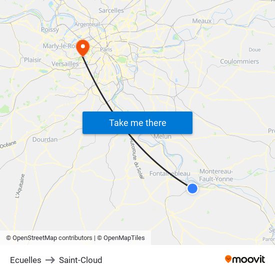 Ecuelles to Saint-Cloud map