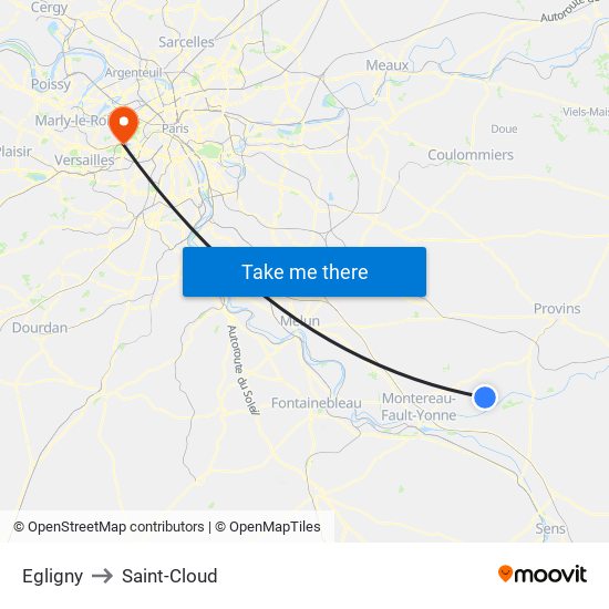 Egligny to Saint-Cloud map