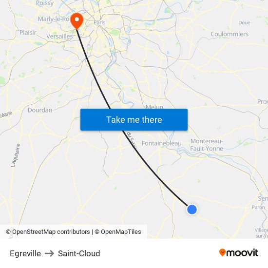 Egreville to Saint-Cloud map