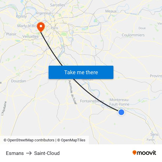 Esmans to Saint-Cloud map