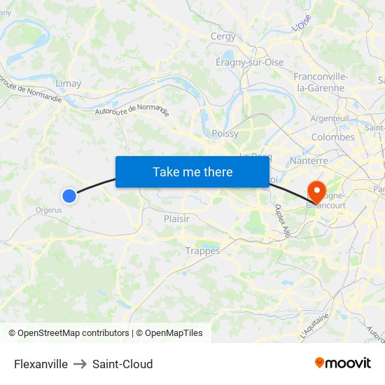 Flexanville to Saint-Cloud map