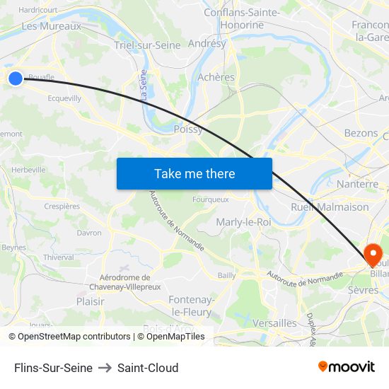 Flins-Sur-Seine to Saint-Cloud map
