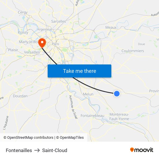 Fontenailles to Saint-Cloud map