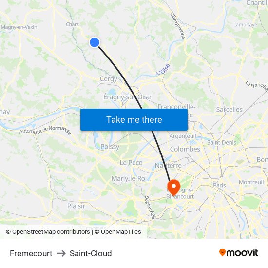 Fremecourt to Saint-Cloud map