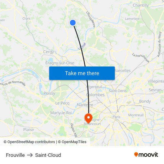 Frouville to Saint-Cloud map