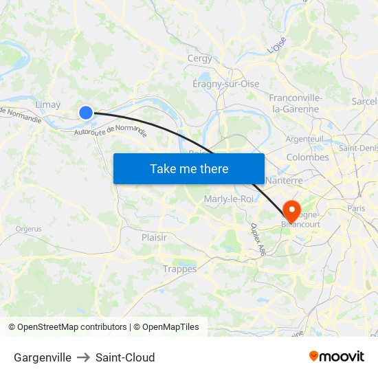 Gargenville to Saint-Cloud map