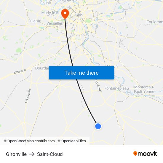 Gironville to Saint-Cloud map