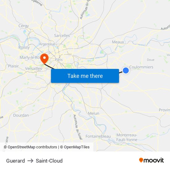 Guerard to Saint-Cloud map