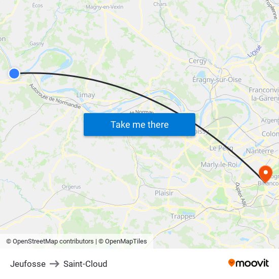 Jeufosse to Saint-Cloud map