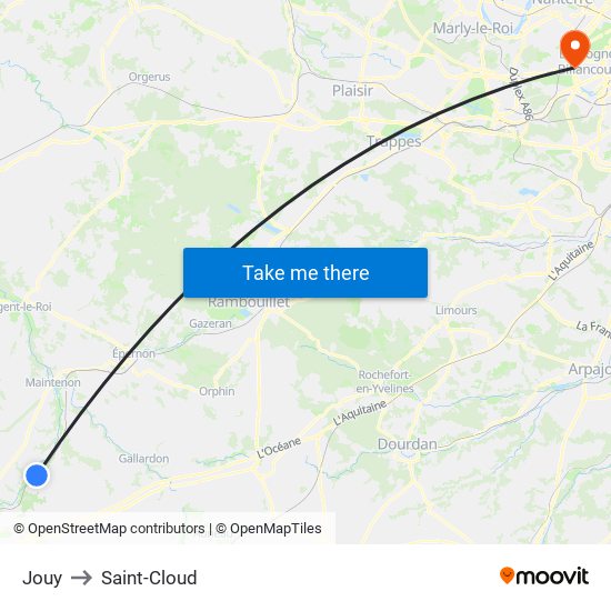 Jouy to Saint-Cloud map