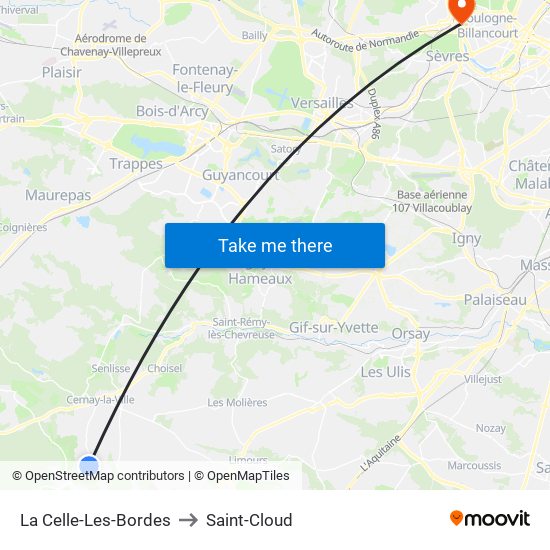 La Celle-Les-Bordes to Saint-Cloud map