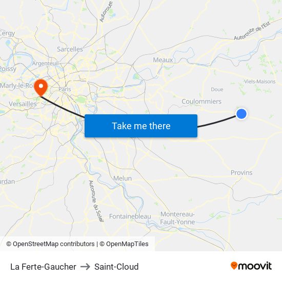 La Ferte-Gaucher to Saint-Cloud map