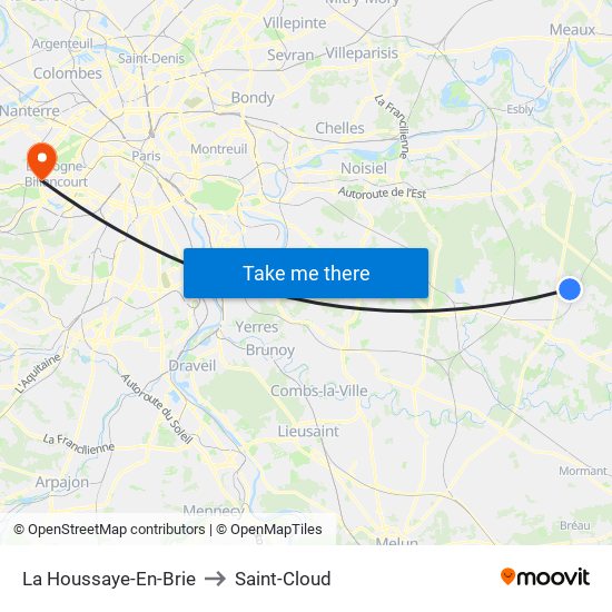 La Houssaye-En-Brie to Saint-Cloud map