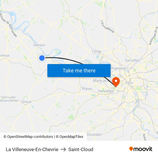 La Villeneuve-En-Chevrie to Saint-Cloud map