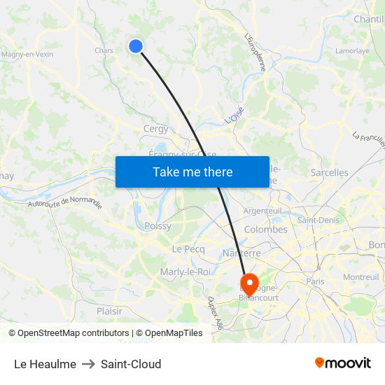 Le Heaulme to Saint-Cloud map